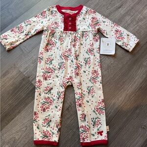 Burt’s Bees Baby Floral Baby Onesie with Red Accents - 12 Month - NWT